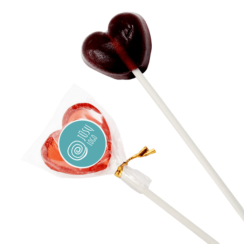 Bright color jelly candy on a stick with promotional label - original business 
souvenir for Valentine's Day. Fruit candy in gentle flavor is safe to transfer with the items to the e-shop buyers, will cheer clients and employees.