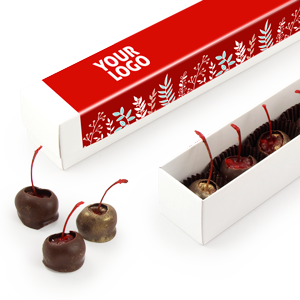 Christmas gift "Cherry in chocolate" in a box with a logo | saldireklama.lt