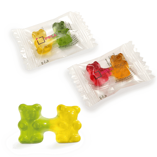 Two gummy bears in a bag with a logo - an original gift to express the 
spirit of the team.

Together we are strong! A delicious gift with gummies is suitable for company 
events, to entertain customers, to send together with the product.