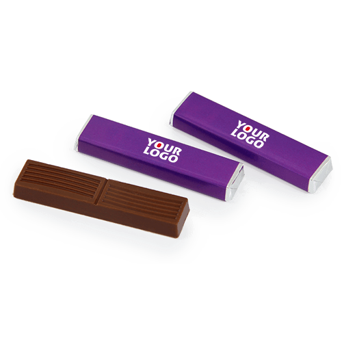Chocolate bar with filling, decorated with advertising label, logo, inscription 
or photo - small business souvenir for office guests. This chocolate is ideal for the horizontal logo.