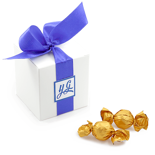 Chocolate candy box. An elegant gift for a personal holiday. Decoration: 
medallion with photo, initials or individual greeting.