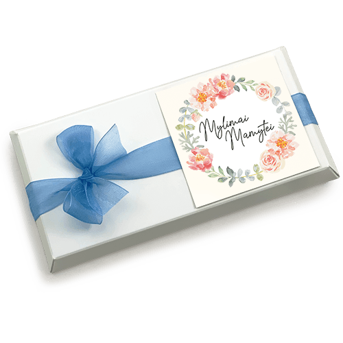 Šokolado plytelė dėžutėje su nuotrauka ar palinkėjimu - visuomet miela dovanėlė, tinkama pasveikinti arba padėkoti. Dėžutė baltos arba natūraliai rudos spalvos. Medalionas su nuotrauka arba palinkėjimu. 