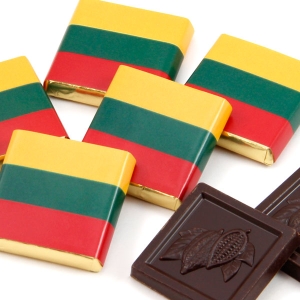 Chocolates squares 5g | MINI | with Lithuanian flag | saldireklama.lt