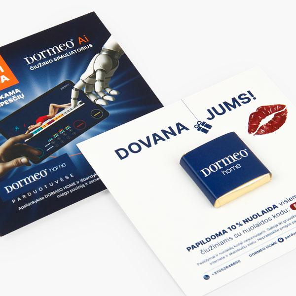 Atvirukas/kortelė su reklaminiu šokoladuku, 5 g | saldireklama.lt