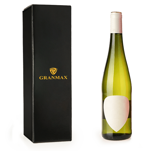 Traditional shaped promotional box for wine. Decorated with a printed advertising 
drawing or raised/foiled logo. We produce it custom made.