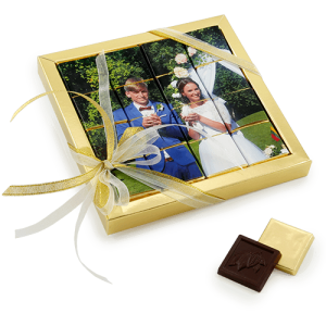 Šokoladukų rinkinys „Mozaika 4×4“ vestuvėms | saldireklama.lt
