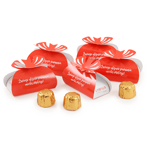 A small two candy box with an individual drawing. Suitable for hotel guests, 
company employees for the occasion of professional and calendar celebrations.