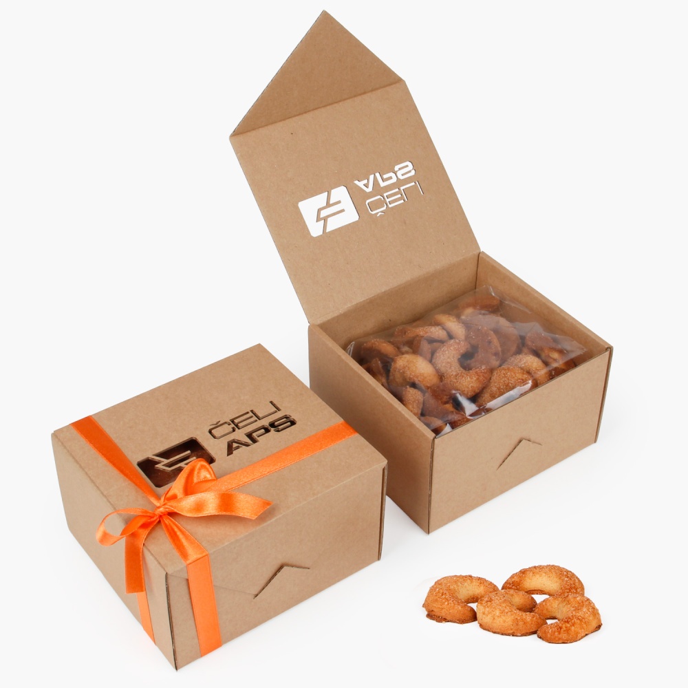Sausainiai dėžutėje  su logo „Bakery“,  sveikos dovanos | saldireklama.lt