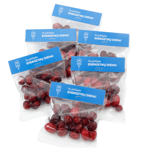 Candies in a packet with logo | "Logo Berry" 30 g | healthy gifts | saldireklama.lt