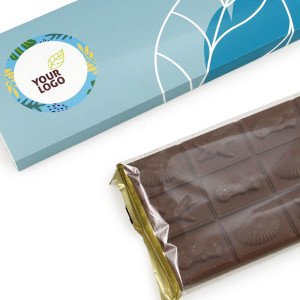 Becukris reklaminis šokoladas 100 g | kietu viršeliu | Tvarios dovanos su logo
