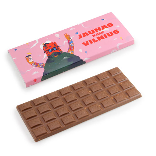 Reklaminis šokoladas 270g | PLYTELĖ | kietu viršeliu su logo | saldireklama.lt