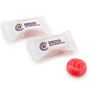 Reklaminė karamelė | BRAŠKĖ | FLOWPACK pakuotėje su lipduku