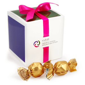 Reklaminė saldainių dėžutė | KUBAS DIDELIS | su logo | saldireklama.lt