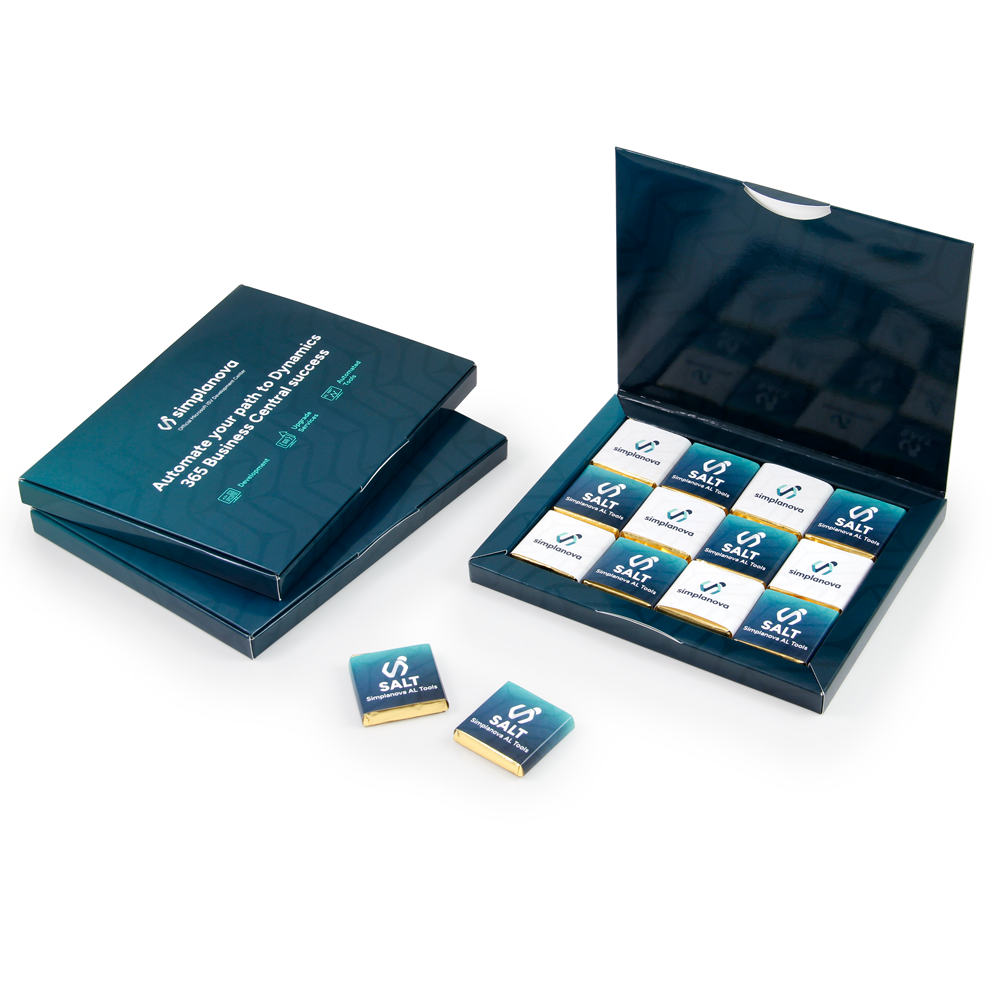 Promotional chocolate set | MOSAIC 12 | Book-Shaped Box | saldireklama.lt