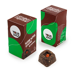 Veganiški triufeliai | dėžutėje su logo | sveikos dovanos | saldireklama.lt