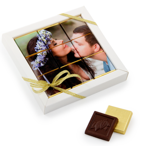 Šokoladukų rinkinys „Mozaika 3×3“ vestuvėms | saldireklama.lt