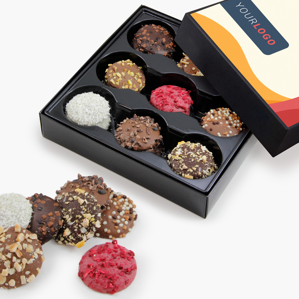 Promotional candy box | set of chocolate delicacies RICHcookies | with logo | saldireklama.lt