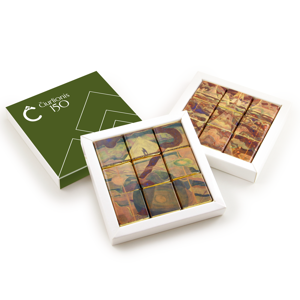 Chocolate set | Mosaic 3x3 with cover | Čiurlionis - 150! | saldireklama.lt