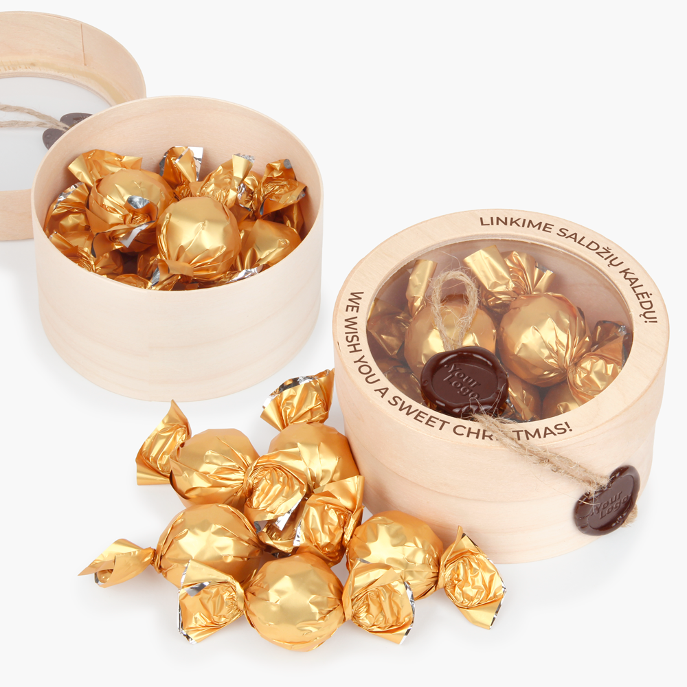 Wooden candy box | NOSTALGIE | with logo | saldireklama.lt