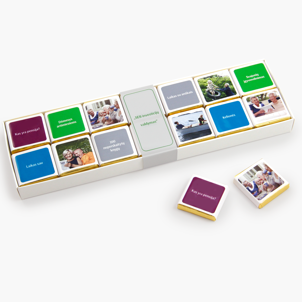 Chocolate set "Mosaic 14" with logo | saldireklama.lt