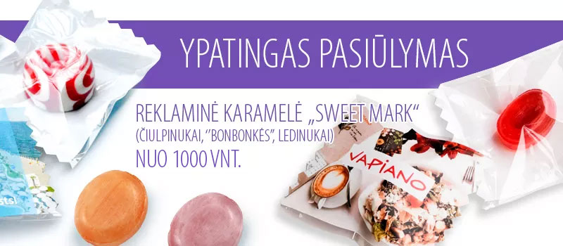 Reklaminiai karameliniai saldainiai SweetMark